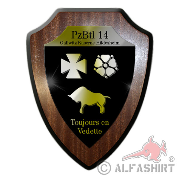 Heraldic shield PzBtl 14 Hildesheim tank battalion Reservist Panzer Wappen # 34911