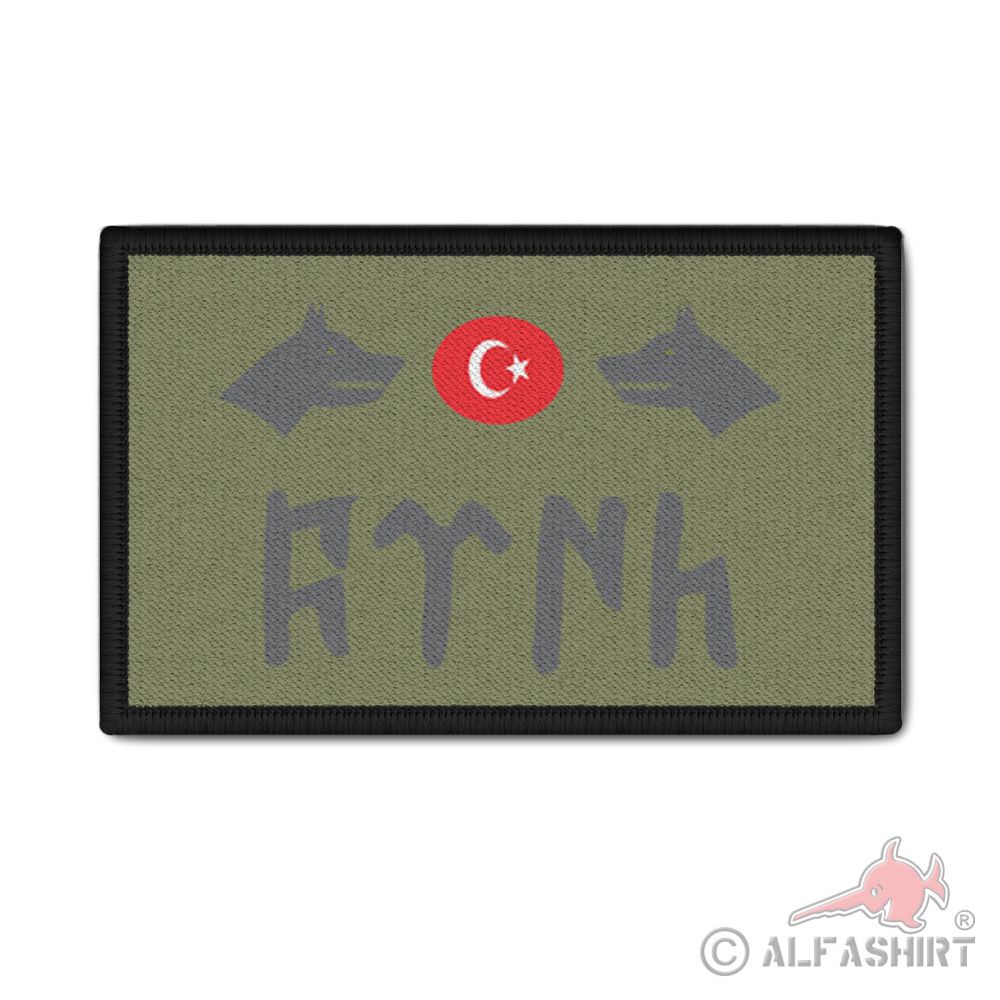 Patch 9,8x6cm oliv Göktürkçe Köktürk Alt Türkisch Schruíftzug Türkei #42328