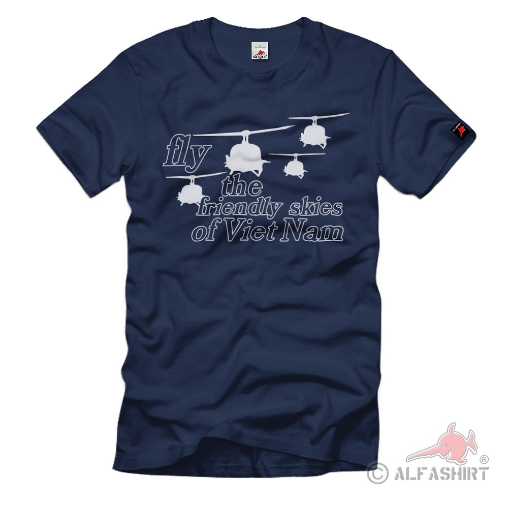 Fly The Friendly Skies Nam Vintage seltene 70er Vietnamkrieg T-Shir#39802