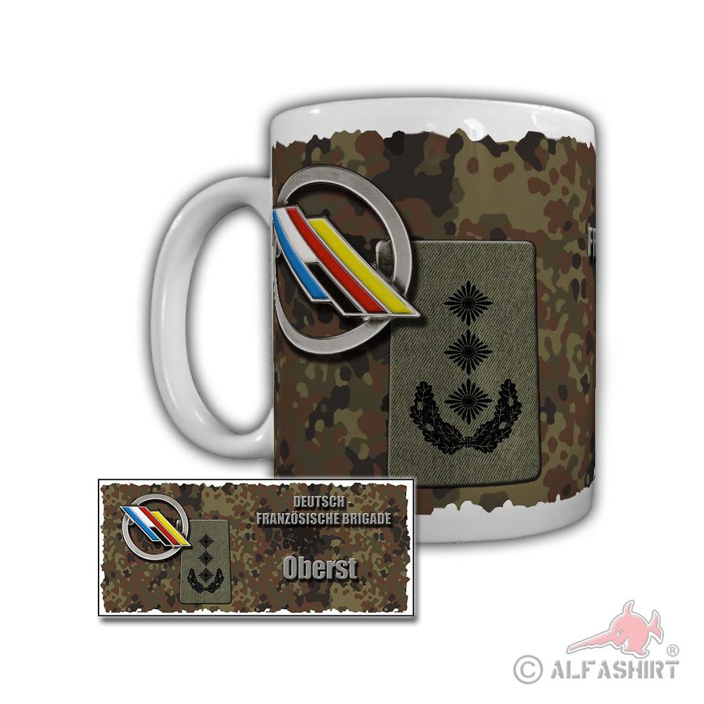 Tasse DEU-FRA Brigade Oberst Rangabzeichen Geschirr deko Pott Bundeswehr #29436