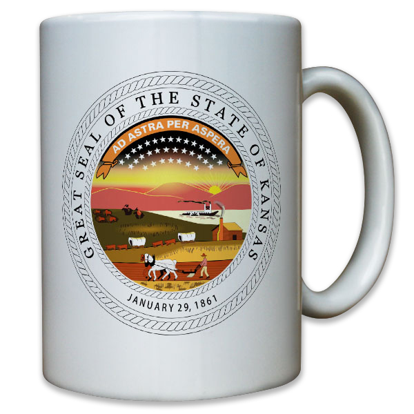 The State of Kansas Bundesstaat Wappen Abzeichen - Tasse Kaffee #10398 T