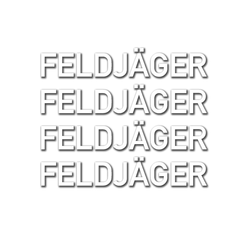 Aufkleber Schriftzug 4x10x1,7cm FELDJÄGER weiß Feldjägerdienstkommando #A6247