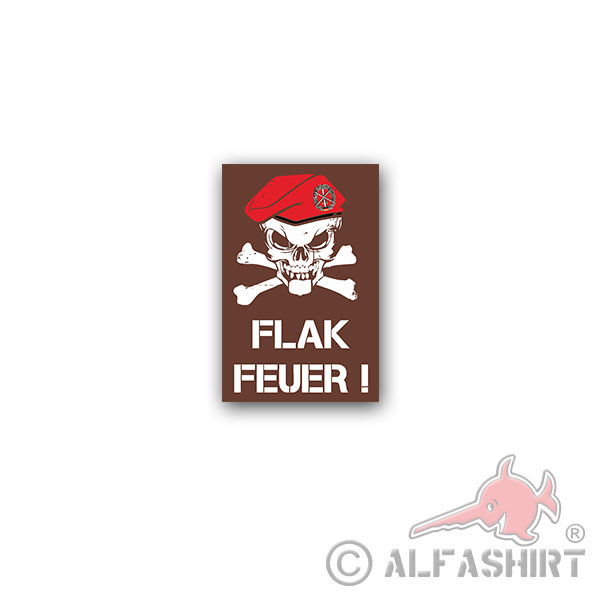 Aufkleber/Sticker Heeresflugabwehrtruppe Barett Schädel Flak Feuer 5x7cm A2927