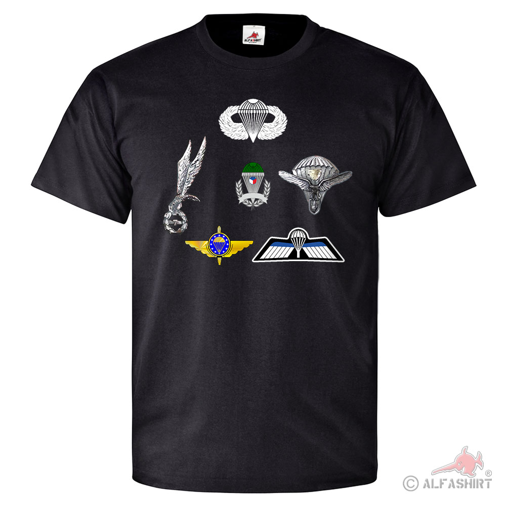 Fallschirmspringerabzeichen Fallschirm Flugzeug Paragleiter T Shirt #26608