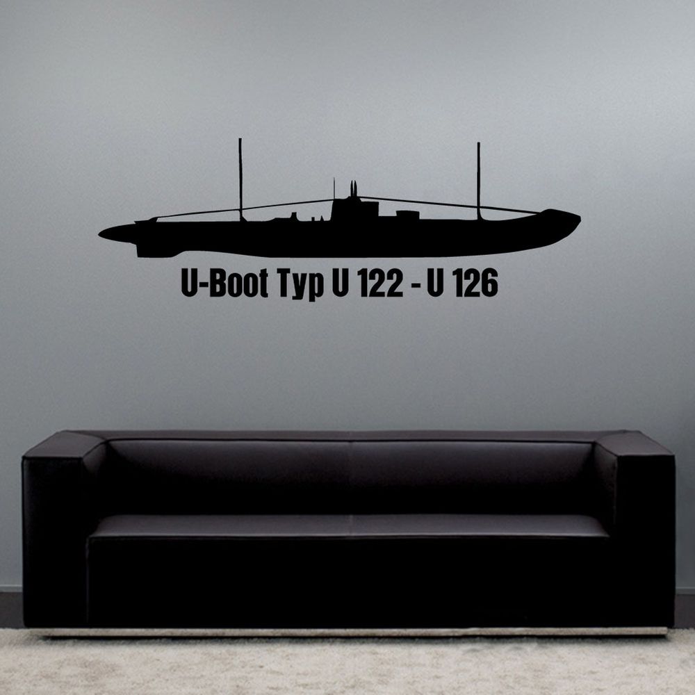 Wall decal submarine type U 122 - U 126 Hamburg 1 U-Flotilla Helgoland #A6192