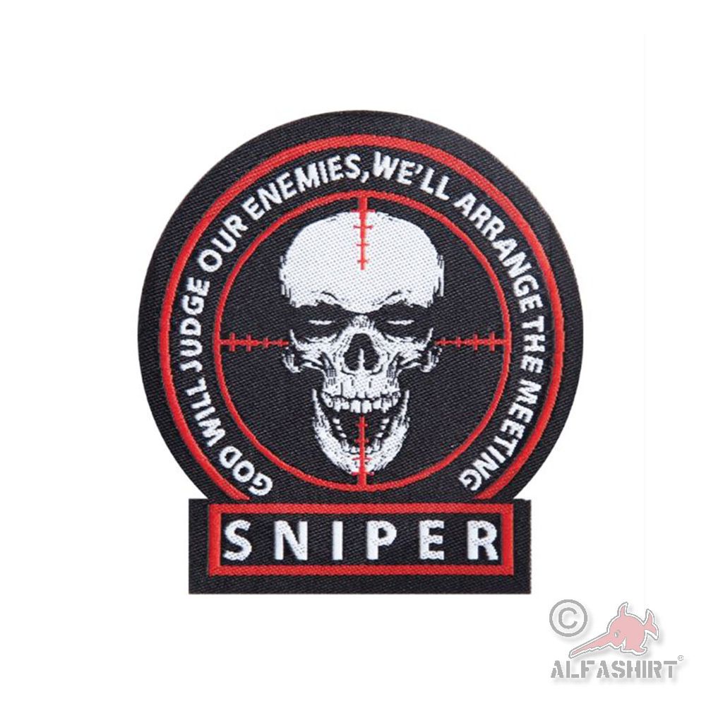 Patch Sniper gewebt god will judge our enemies Spruch Skull 7,2 x 6,8 cm #45619