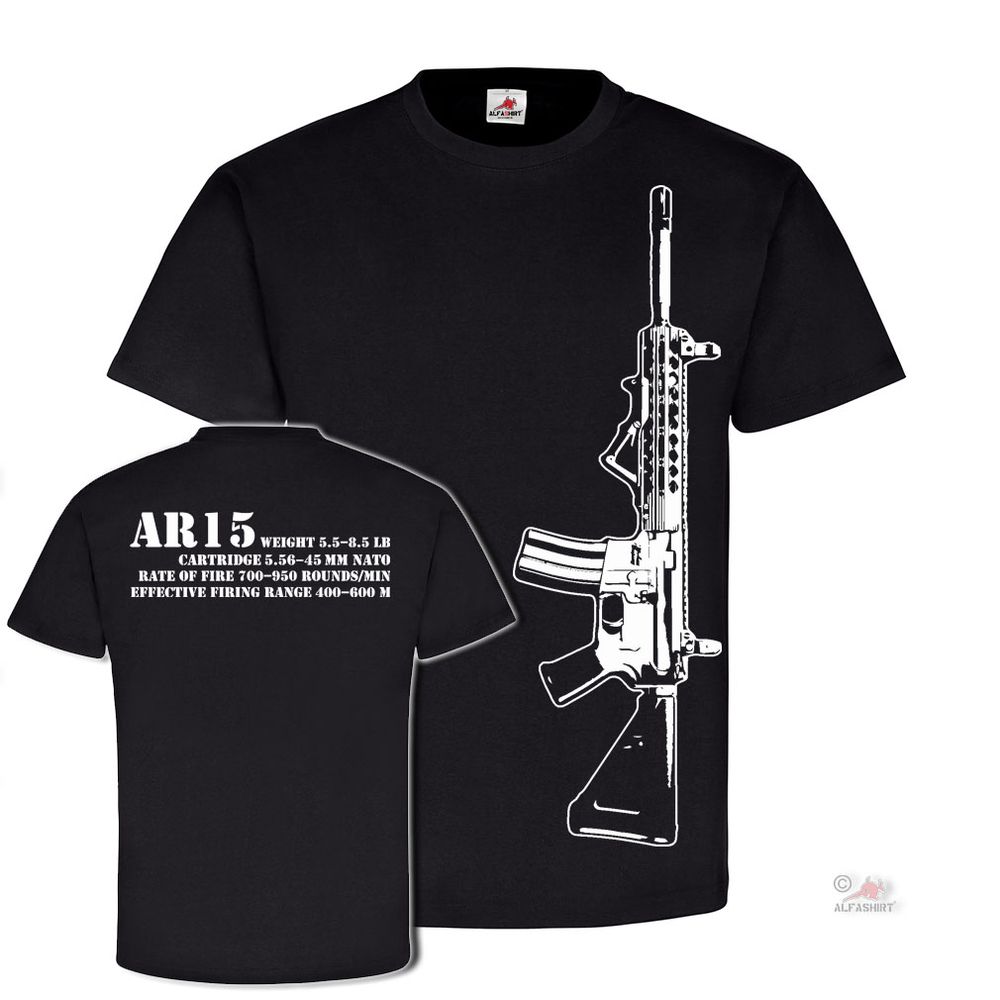AR15 mit Daten Waffe Deko Gun Isaf Konflikt Us Army BW Navy Seals T-Shirt #17873