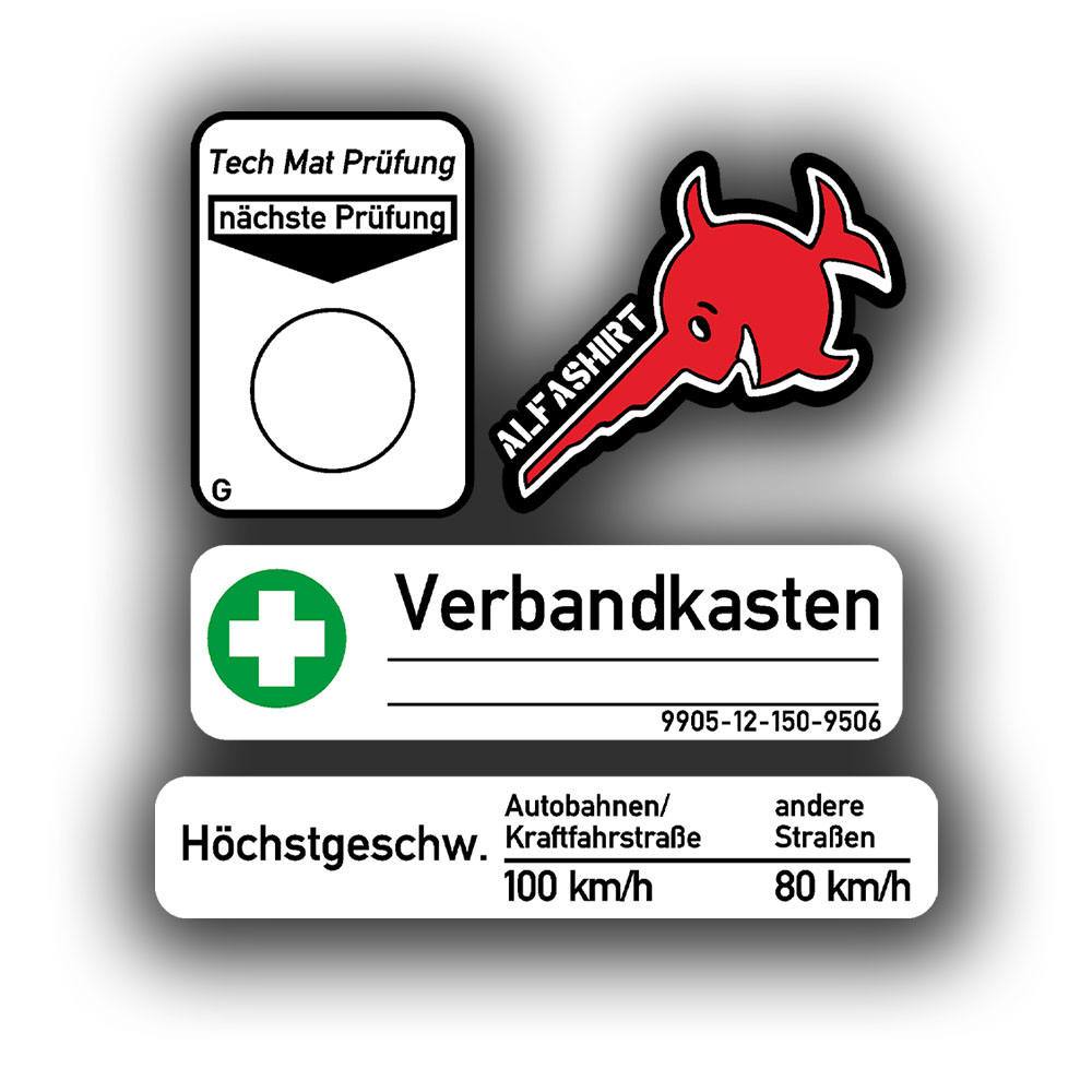 BW Car Amaturen Sticker Set Tech Mat First Aid Kit # A4892