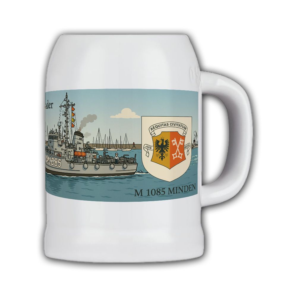 Beer mug M1085 Lindau-class warship German Navy Bundeswehr Marine #46462