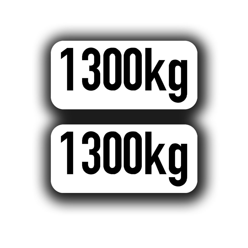 Aufkleber 2er Set je 5x2,3cm 1300kg Kilogramm Gewicht Angabe Sticker   #A7345