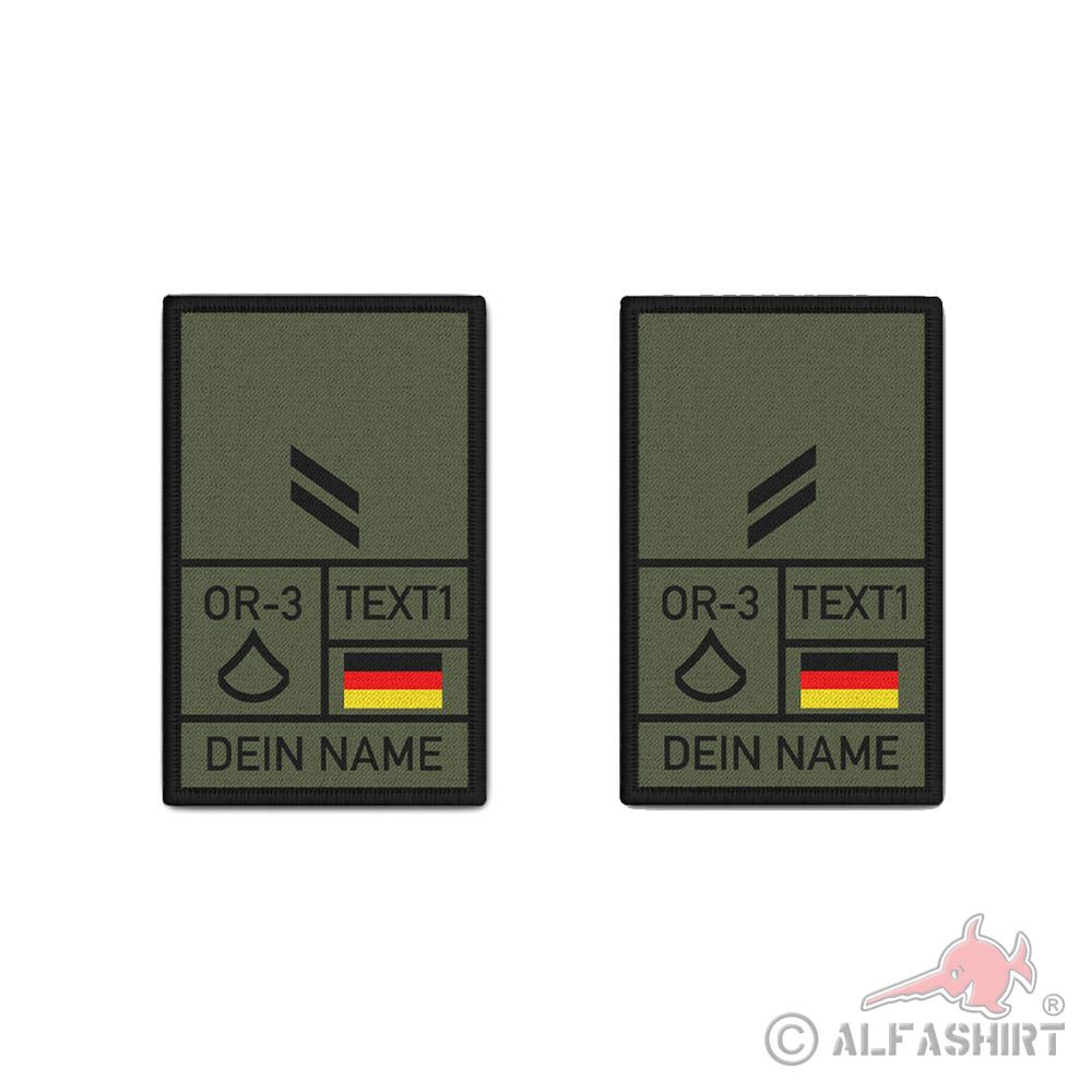 Rank Patch Set 2x 9.8x6cm OGefr Olive with name blood group DE GER #44301