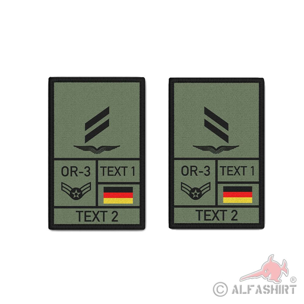 Rank Patch 9,8x6cm 2er Set oliv Obergefreiter OGefr Luftwaffe OR-3 Nato #44192