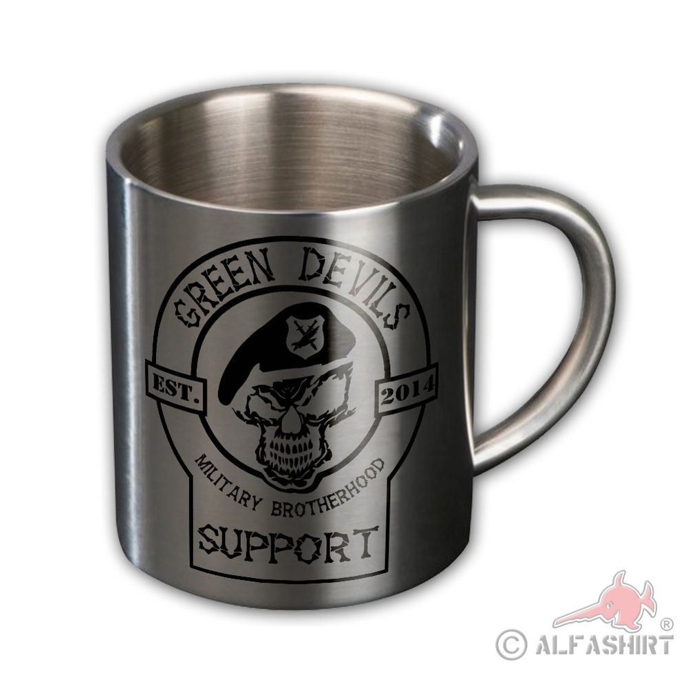 Metallbecher Green Devils Supporter Military Brotherhood Logo Soldaten #43845