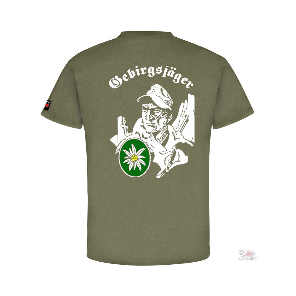 Gebirgsjäger Veteran Bundeswehr Alpen Bayern Gams Edelweiss T-Shirt #23666