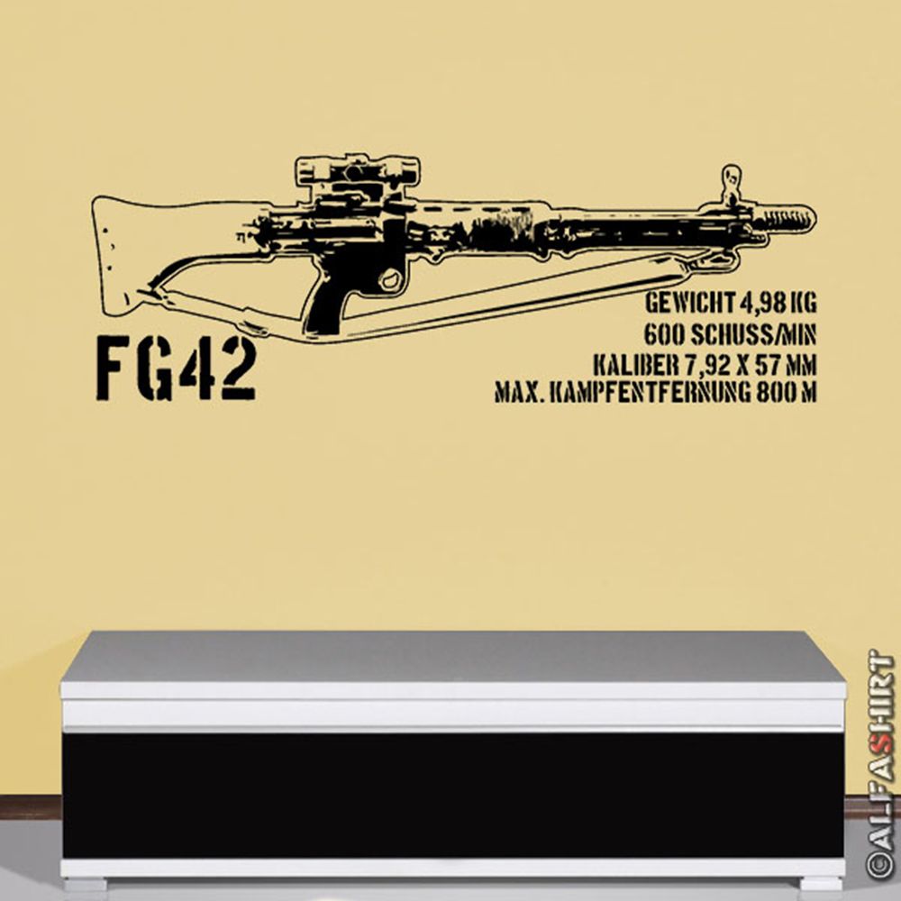 FG 42 deutsche Fallschirmjäger Fallschirmjäger-Gewehr Wandtattoo 120x41cm #7964