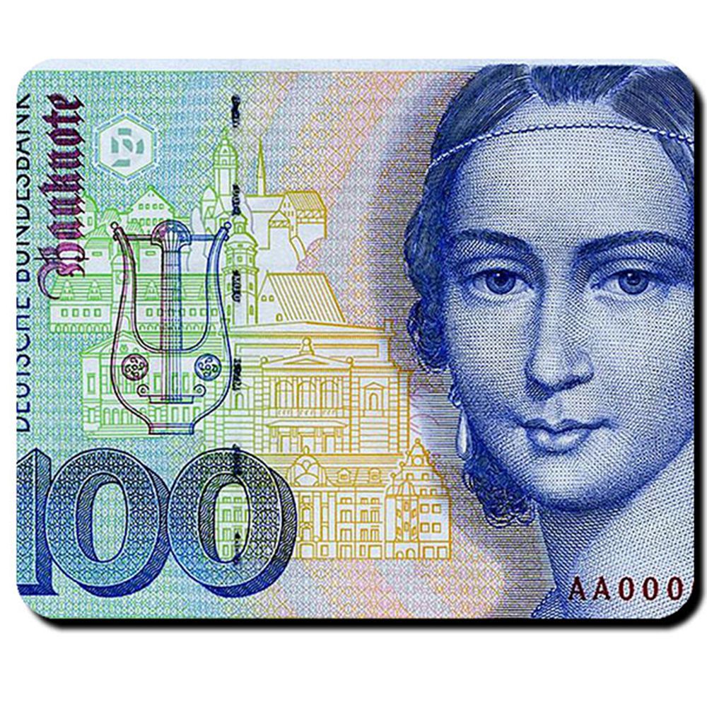 100 Mark Deutsche Mark Geldschein Währung Banknote Clara Schumann Mauspad #16342