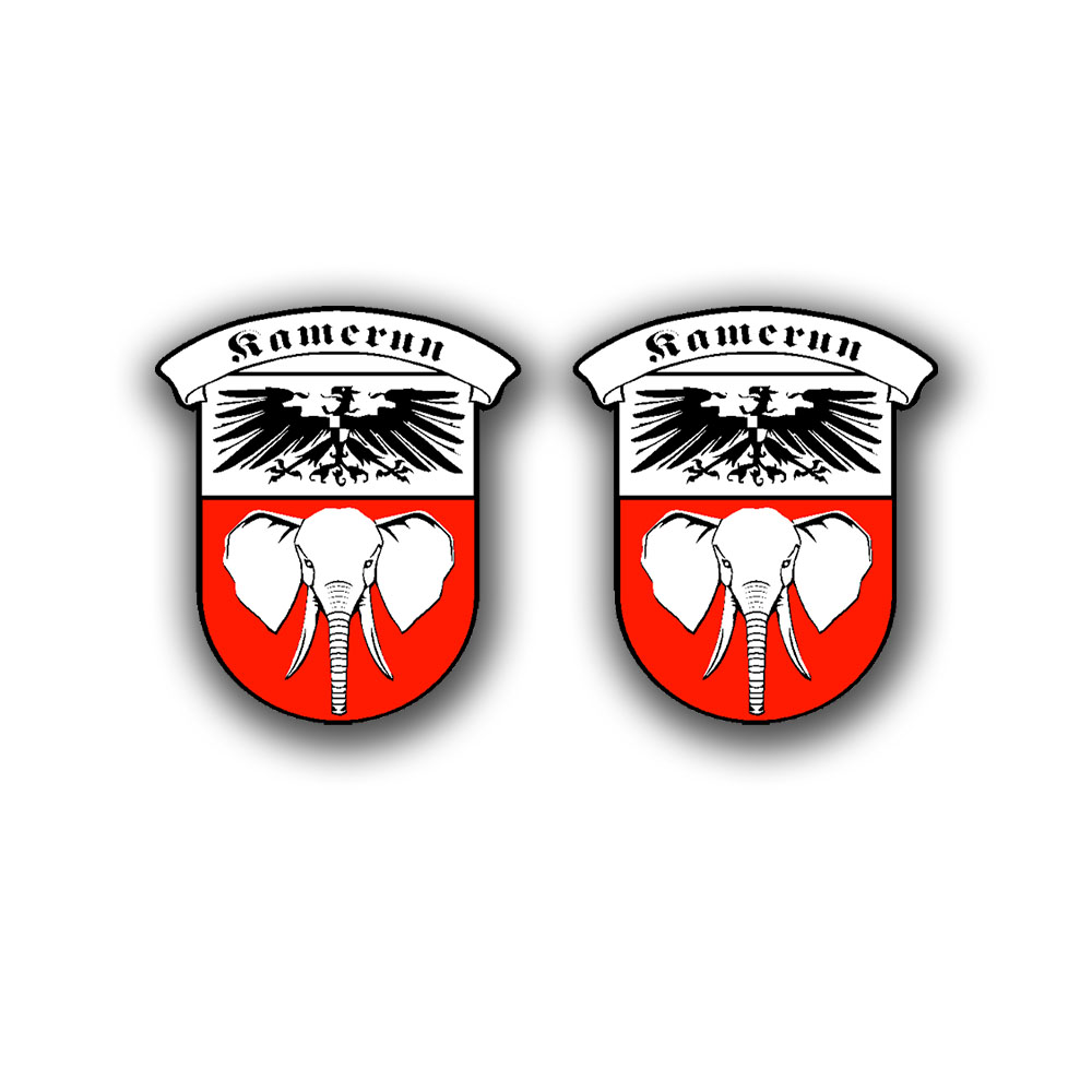 Aufkleber Set 2x 4x3,5cm Kamerun Kolonie Politik Schutzgebiet Wappen  #A6374