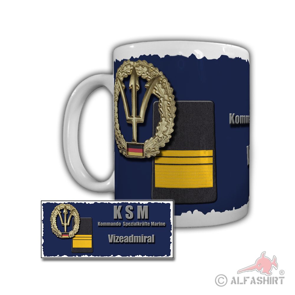 Tasse KSM Vizeadmiral Marine Klasse 212 A Rangabzeichen Bundeswehr VAdm #29294