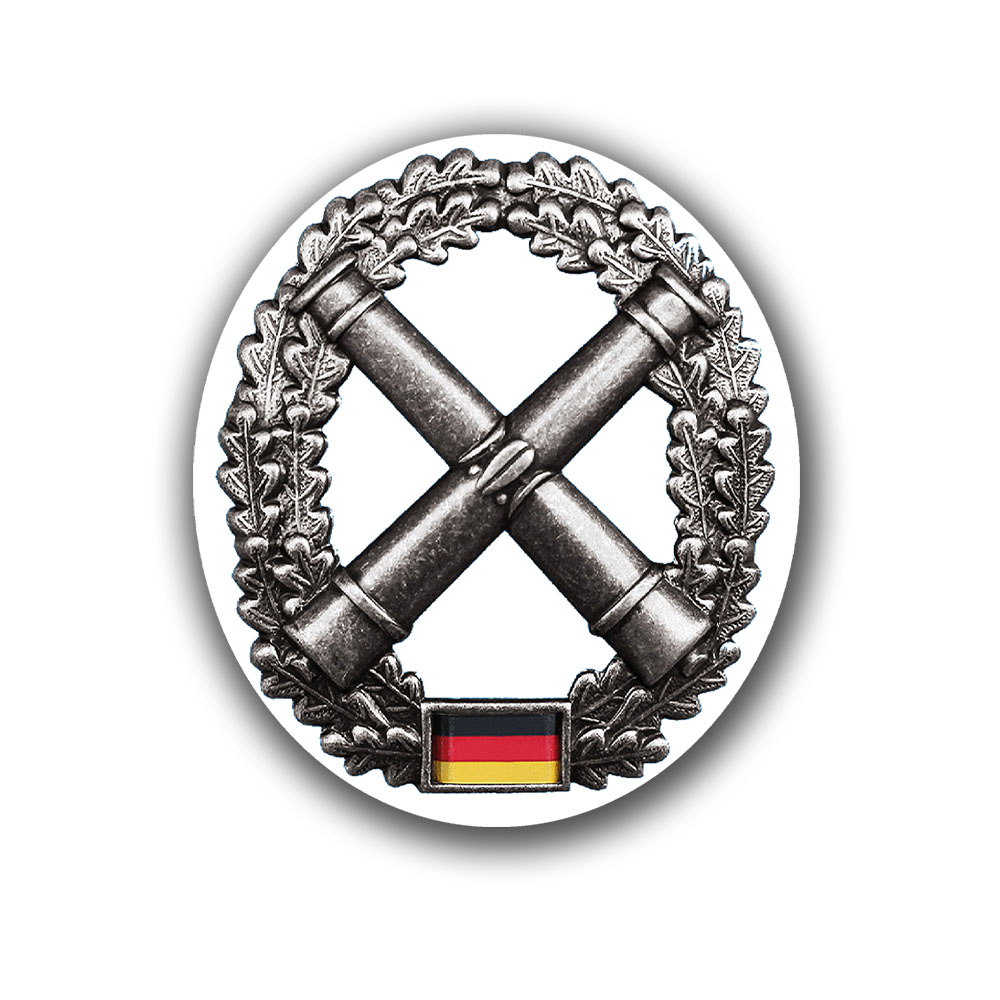 Aufkleber 7x6cm Barettabezeichen Artillerie Truppe Bundeswehr ArtTr  #A6351