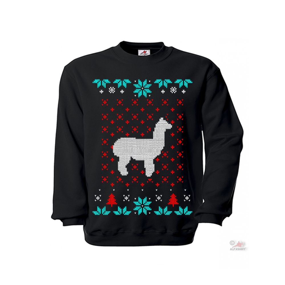 Pullover Lama Weihnachten Winter Schnee Stall Tannebaum Strickmuster #35825