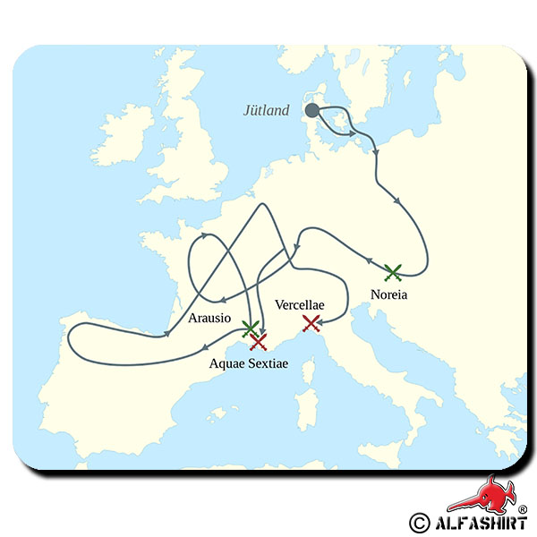 Wanderung Wanderzüge der Kimbern und Teutonen Germanen Jütland Mauspad #16133