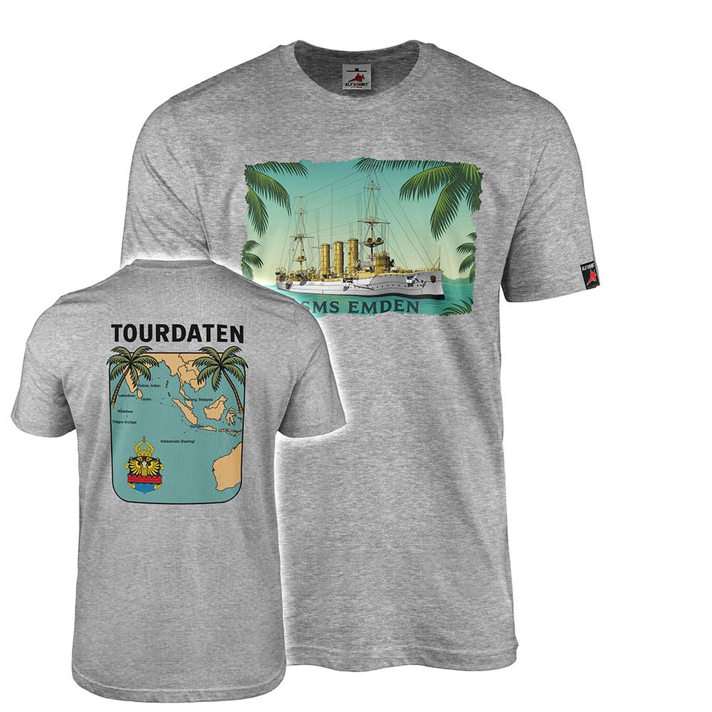 T-Shirt SMS Emden Tourdaten Geschichte Kreuzer Pazifik Indischer Ozean #46623