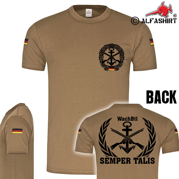 WachBtl Marine Type 2 Marine Fuse Beret Badge BW T-Shirt # 17027