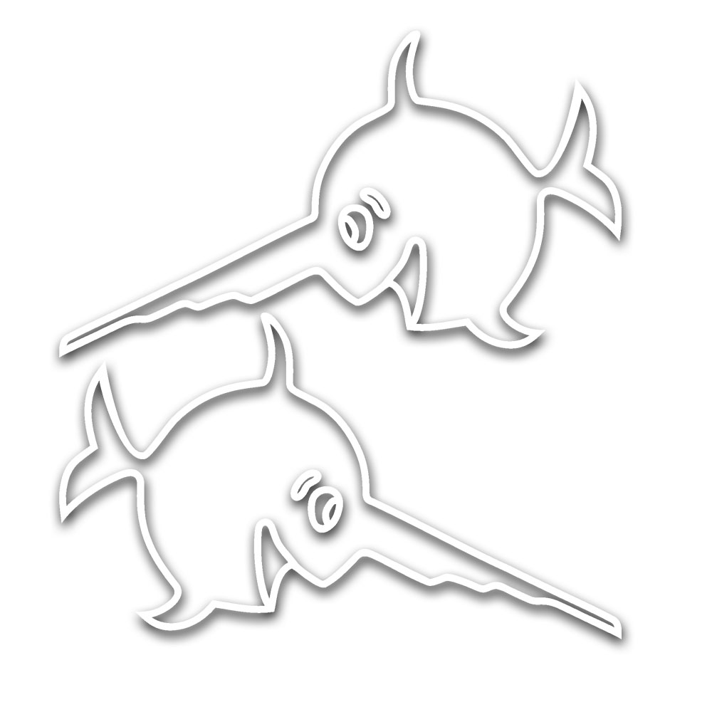Submarine sawfish sticker set laughing fish swordfish 2x 60x35cm # A5403