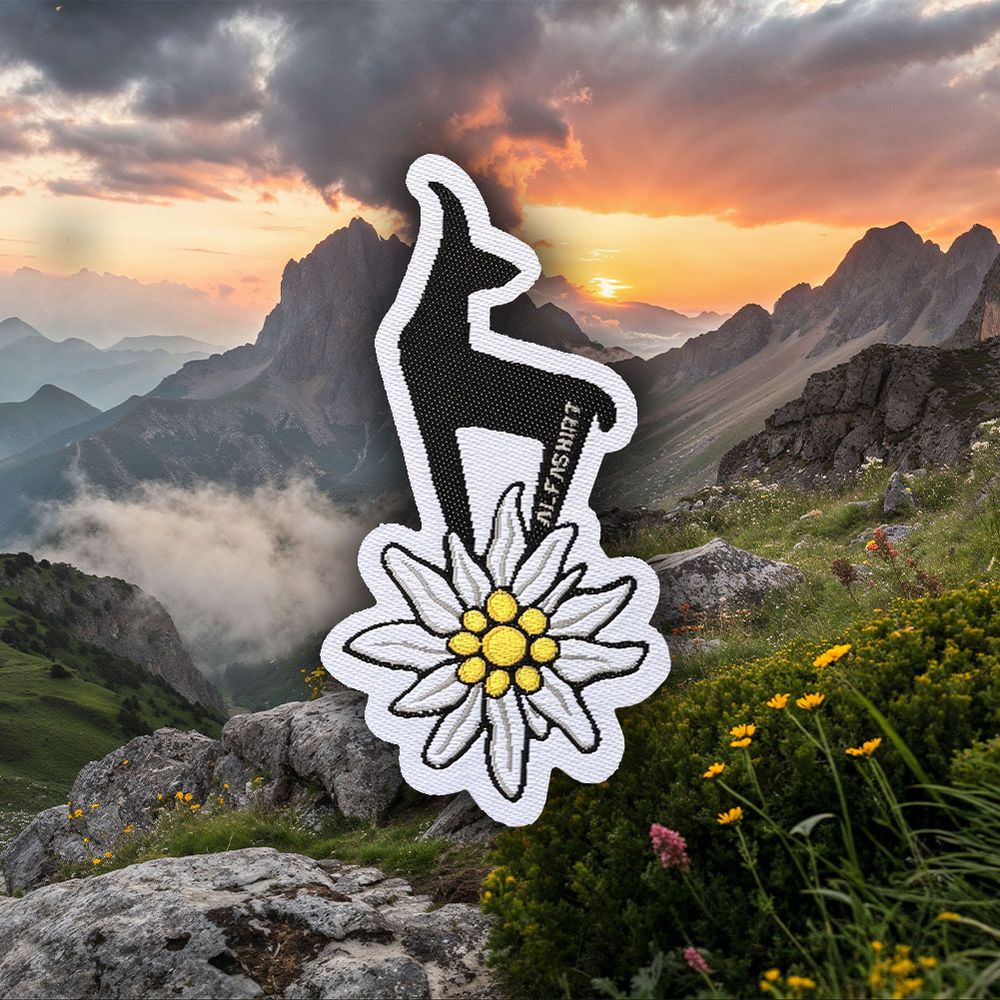 Patch Gewebt 7x3,5cm Edelweiss Gams Horrido Gebirgsjäger Gebirge Alfashirt 48069