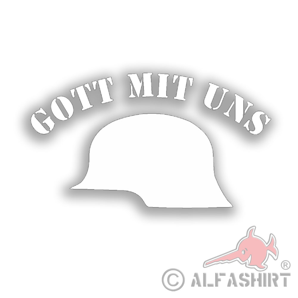 Steel helmet WW2 STICKER God with us 20x10cm # A5671