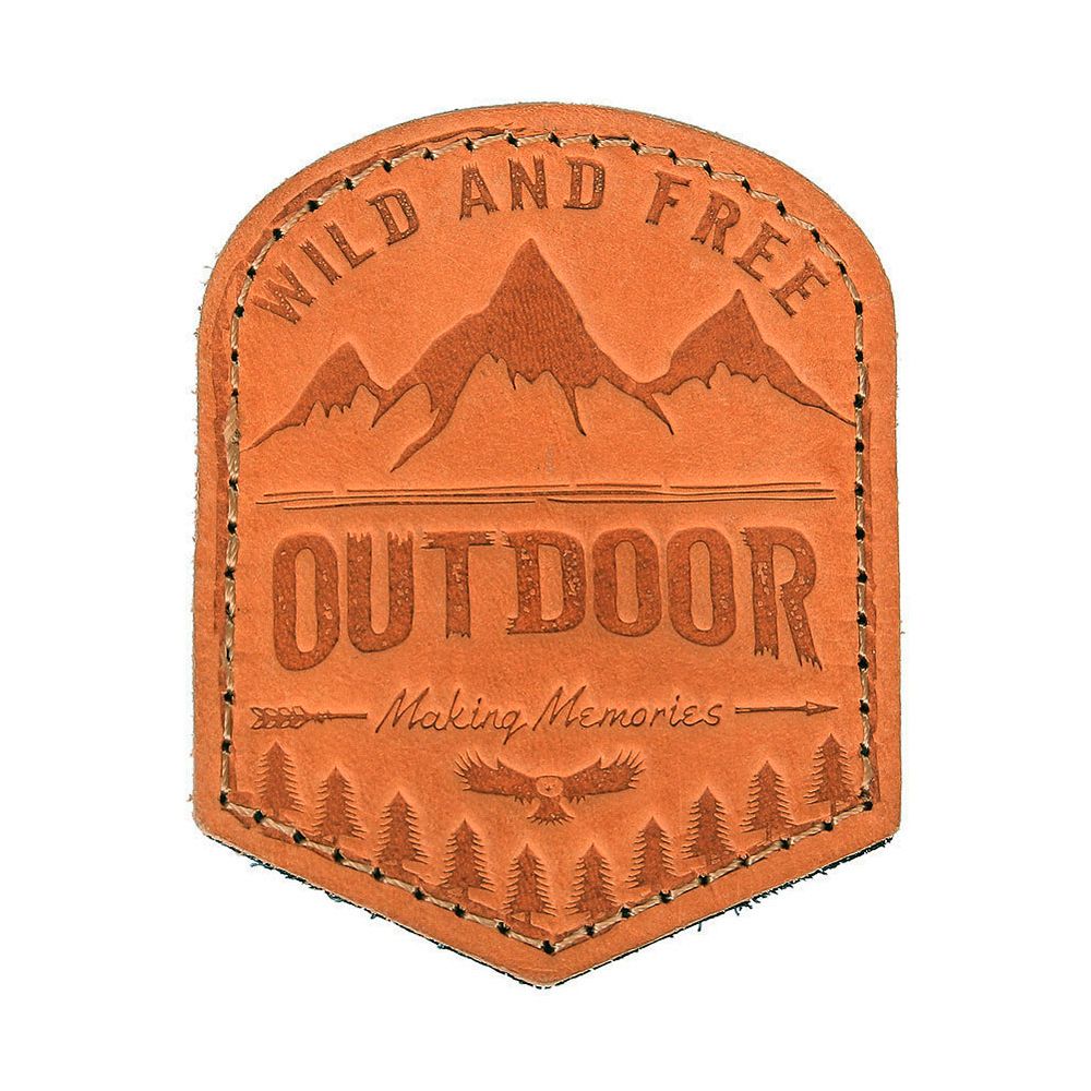 Leather patch outdoor wild and free survival hiking forest making 5.5x7cm#46065