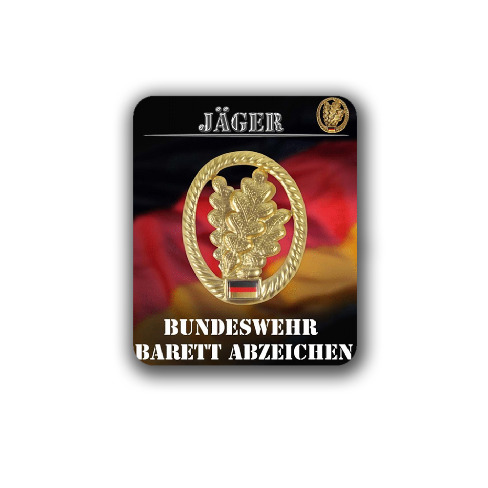 Aufkleber Jäger Barett Abzeichen Bundeswehr BW Gold Silber  7x5cm  #A6663