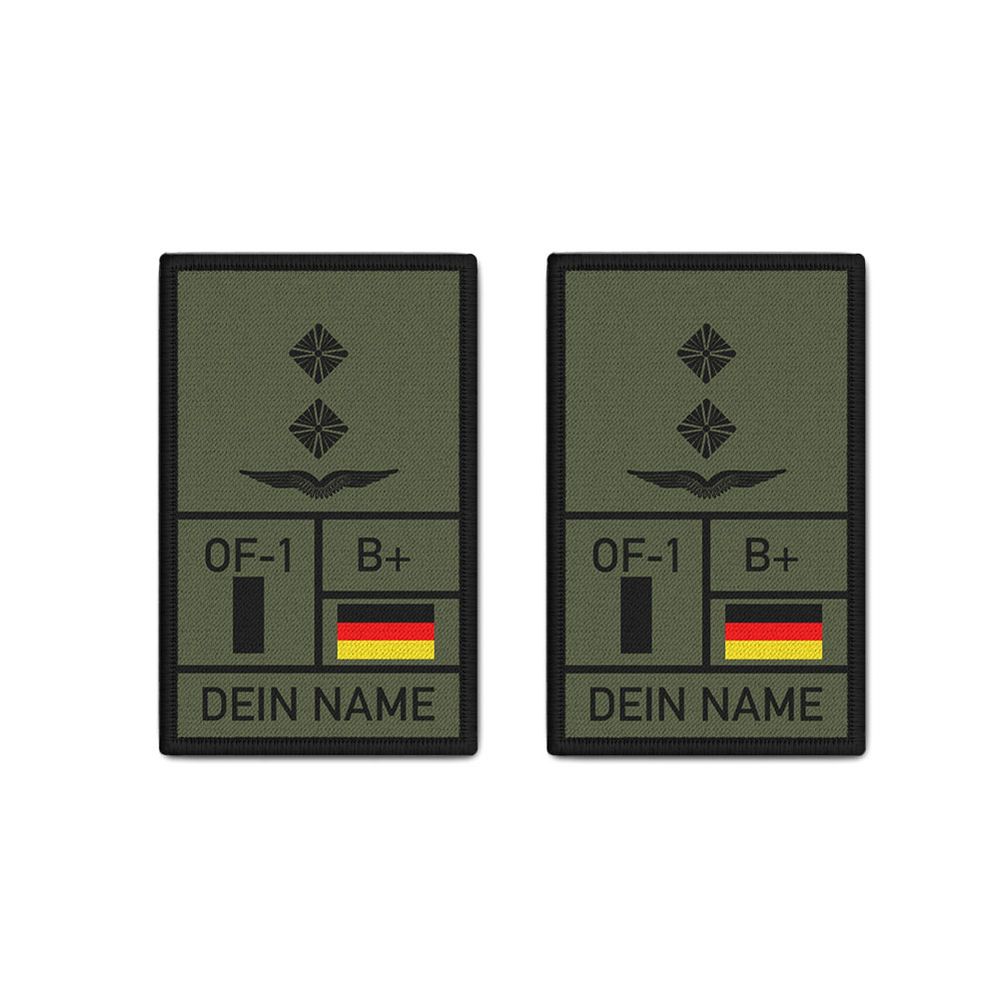 Patch 9.8x6cm set customizable First Lieutenant OLt Luftwaffe rank #42785