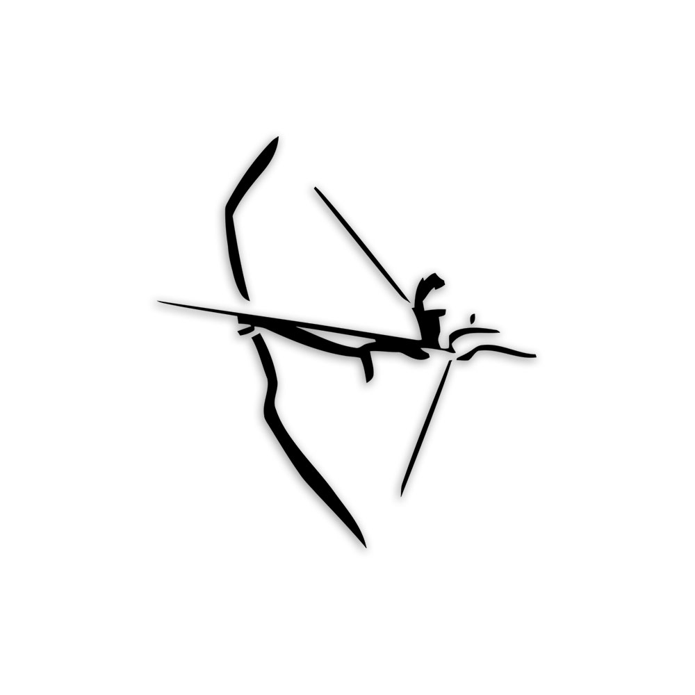 Sticker - Archery bow and arrow (black, 10x9cm) # A136