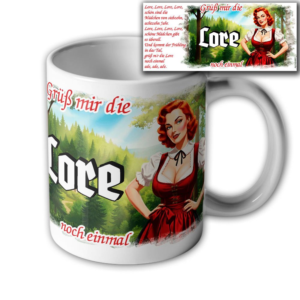 Tasse Lore Marsch-Lied Text Im Wald im grünen Walde rothaarig sexy Becher #47165