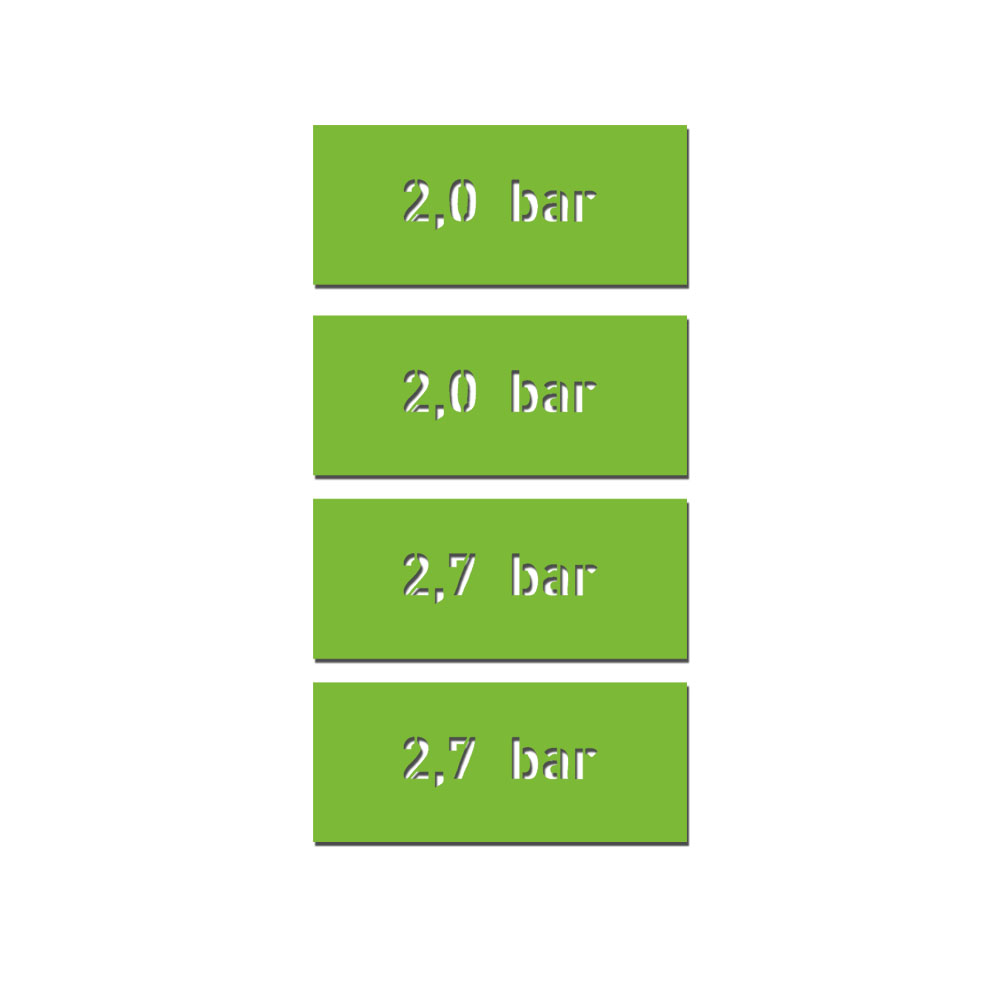 Painting stencil stickers, set of 4, 2.0 + 2.7 bar tire pressure, 2cm #A7459