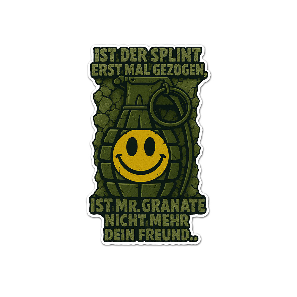 Aufkleber/Sticker Splint gezogen Mr Granate Warnung Bundeswehr Kameraden Humor 7cm #A6732