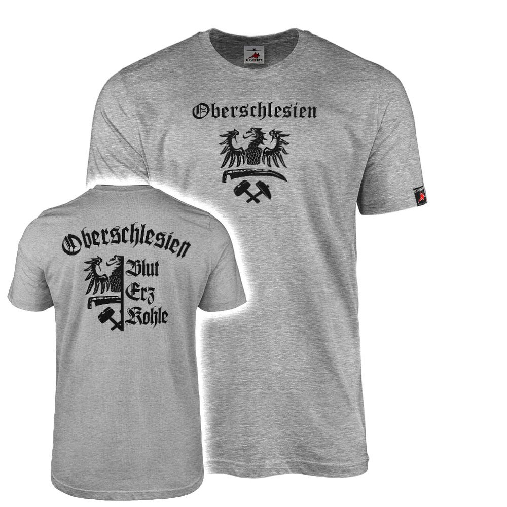 T-Shirt Grau Oberschlesien Adler Blut Erz Kohle Oppeln Hauptstadt #46666