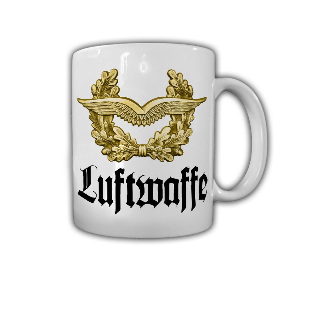 Tasse BW Luftwaffe Mützen Abzeichen Bundeswehr gold Schwingen Eichenlaub #30127
