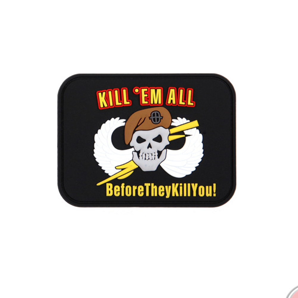 3D Rubber Kill ALL Before they Kill YOU Patch BW Fallschirmjäger 6x8cm #26908