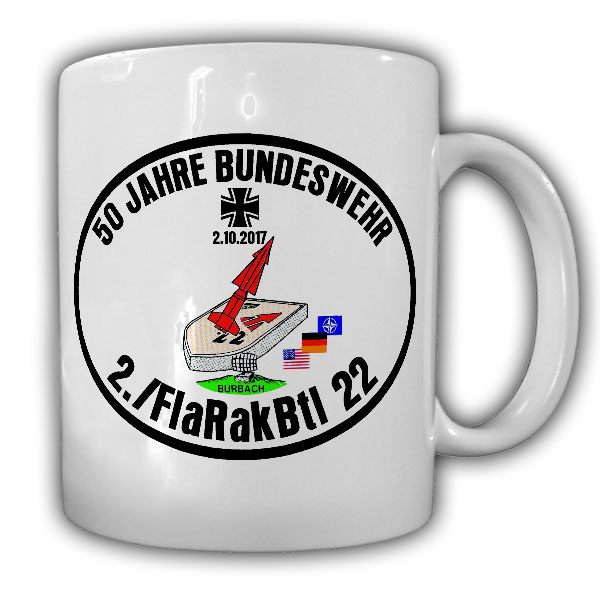 Tasse 50 Jahre 2 FlaRakBtl 22 Flugabwehrraketenbataillon Bundeswehr #22045