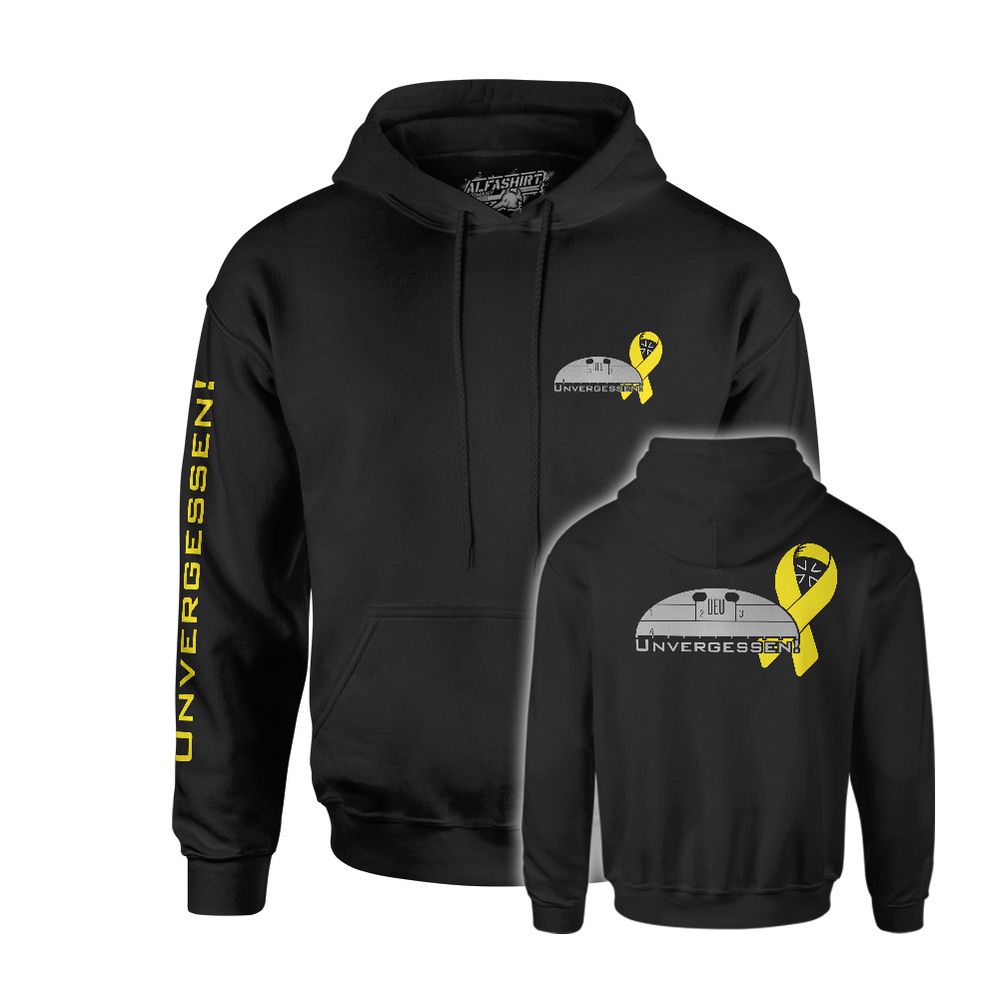 Hoodie Unvergessen gelbe Schleife Erkennungsmarke Kapuzenpullover #41075