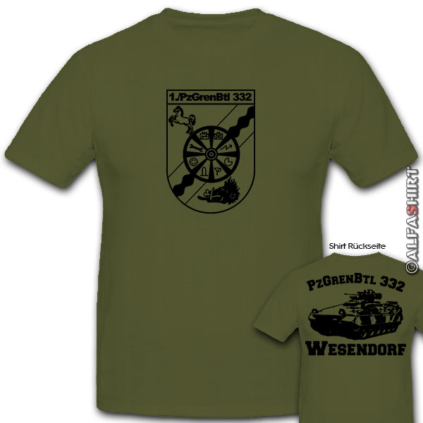 1 PzGrenBtl 332 Wesendorf-Bundeswehr Panzergrendier Bataillon - T Shirt #11085
