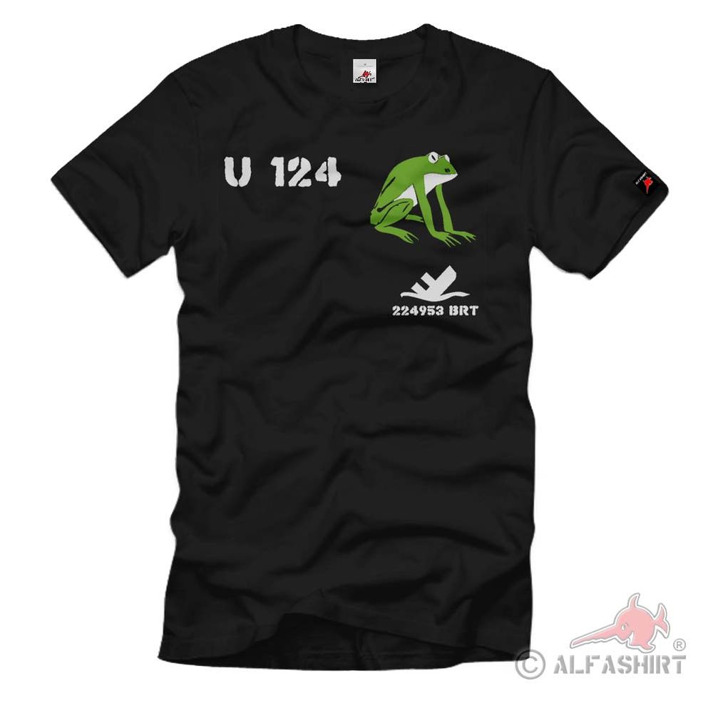 U124 U Boot Frosch Unterseeboot  Typ IX B Turmwappen EmblemT-Shirt #422