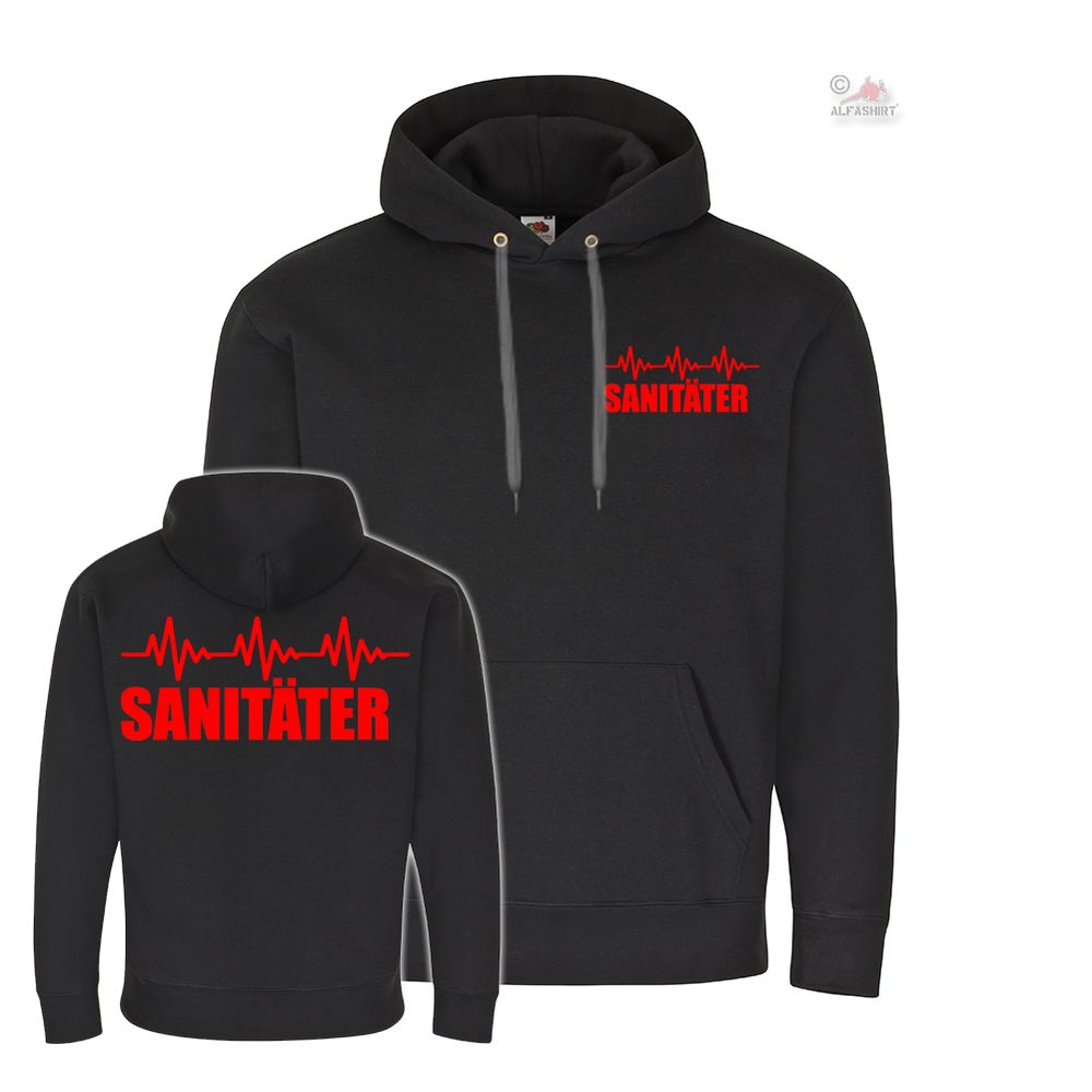 Hoodie Sanitäter EKG Einsatz Lebensretter Dienst Sani Beruf Rettung #26252