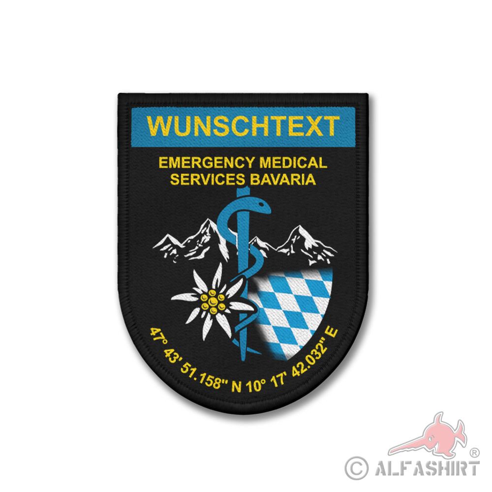 Patch 9x7cm semicircular coat of arms personalized Emergency Medical Services #44353