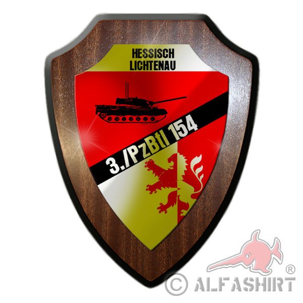 Heraldic shield 3 PzBtl 154 tank lion Hessian Lichtenau company coat of arms # 25960