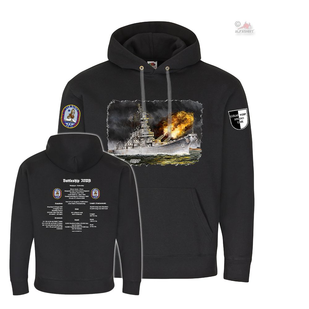 Hoodie Lukas Wirp USS Iowa Battleship Gemälde Bild Zeichnung Marine #26247