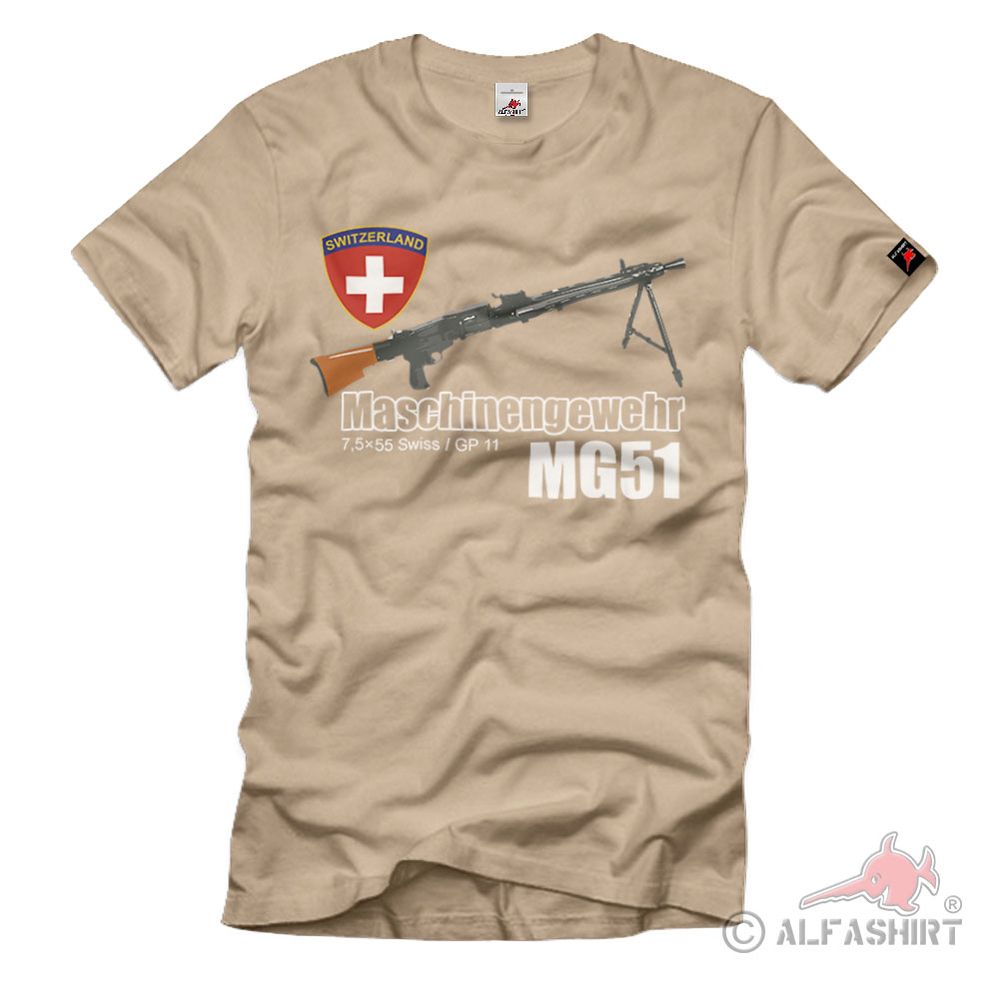 MG51 Schweiz Schweizer Armee Maschinengewehr 7,5×55 T-Shirt#36375