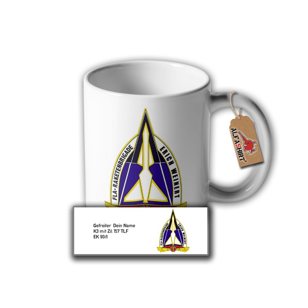 Tasse 43 Fla-Raketenbrigade Erich Weinert Personalisiert NVA Abzeichen #31660